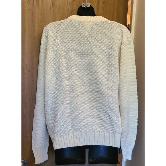Vintage Beeline cream knit sweaterAcrylic textured made in USA L  Retro - Picture 3 of 4